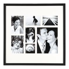 a black and white photo with many pictures