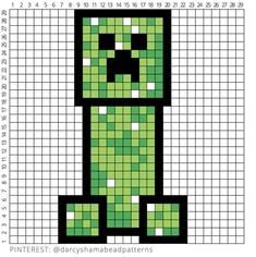 a cross stitch pattern with an image of a green monster on it's face