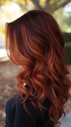 Embrace vibrant copper curls for a head-turning look. Visit our site for tips on keeping your curls defined and your color bright. Save this pin for a bold and beautiful style! Tags: #VibrantCurls #CopperCurls #BoldStyles Burgundy Hair With Copper Highlights, Multi Colored Red Hair, Fall Red Balayage Hair, Red Winter Hair, Red To Copper Hair, Fun Haircolor Ideas, Dark Auburn Hair Balayage, Cooper Auburn Hair Color, Auburn Hair With Balayage