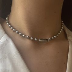 ✨ THE BELLA CHAIN ✨ 6mm oversized ball chain choker necklace 🤍 Can be worn with the clasp in the front or back for two different looks  Solid stainless steel and tarnish proof!  Length is 15 ¾ inches (approx 40cm) Silver Ball Chain Necklace, Choker Necklace Silver, Chain Necklace Aesthetic, Silver Chain Choker, Silver Ball Chain Choker Necklace, Silver Ball Necklace, Cute Anklets, Ball Chain Necklace, Ball Necklace