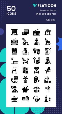 the 50 flat icon set includes different symbols