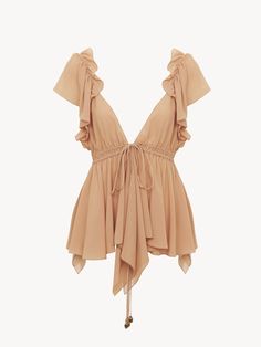 Chloé Gathered Camisole Top In Silk Georgette | Chloé US Georgette Tops, Feminine Chic, Top Cropped, Beach Wear, Ruffle Top, Max Mara, Silk Blouse, Valentino Garavani, Miu Miu