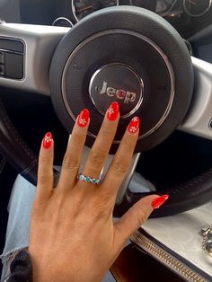 Nails Inspiration For Vacation, Res Summer Nails, Fun Summer Nails Red, Fun Summer Acrylic Nail Designs, Nails Inspo Vacation, Summer Nails For Hawaii, Hawaii Vibe Nails, Spring To Summer Nails, Summer Red Gel Nails