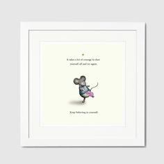 a framed print with an illustration of a mouse