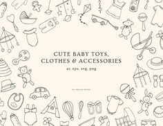 cute baby toys and accessories are arranged in the shape of a circle