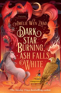 the cover of dark star burning ash falls white, with an image of a bird and two