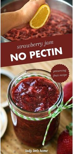 strawberry jam with no pectin in a jar