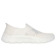 Step into luxurious style and effortless comfort wearing Skechers Hands Free Slip-ins GO WALK Flex - Addilyn. Designed with our exclusive Heel Pillow , this laceless vegan slip-on features a textured, velvety-soft knit upper with a mini rhinestone-embellished instep, Skechers Air-Cooled Memory Foam insole, and lightweight ULTRA GO cushioning. | Skechers Women's Slip-ins: GO WALK Flex - Addilyn Slip-On Shoes | Medium Width | Skechers Hands Free Slip-ins for an easy fit | Exclusive Heel Pillow holds your foot securely in place | Skechers Air-Cooled Memory Foam cushioned comfort insole | Lightweight, responsive ULTRA GO cushioning | Crafted with 100% vegan materials | Textured, velvety-soft knit upper with a mini rhinestone-embellished instep | Laceless slip-on sneaker design | Super-flexible Slip-on Sneakers With White Sole For Walking, White Slip-on Sneakers With Cushioned Footbed For Light Exercise, Casual White Slip-on Sneakers With Removable Insole, White Slip-on Sneakers With Cushioned Footbed For Jogging, White Slip-on Sneakers With Cushioned Footbed For Running, Laceless Sneakers, Summer Clearance Sale, Summer Clearance, Skechers Shoes