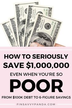 a person holding money in their hand with the words how to seriously save $ 1, 000