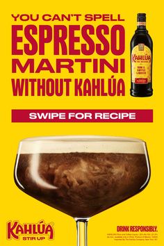 an advertisement for kahlua's espresso martini