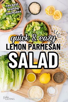 Healthy Olive Oil Lemon Salad! Quick Easy Vegetarian Salad Recipe. Lemon Salad Recipes, Lemon Parmesan Salad, Salad Recipes For Lunch, Picnic Salads, Best Potluck Dishes, Lemon Salad Dressings, Parmesan Salad, Lemon Salad