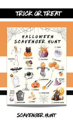 Embrace the autumn season with our Halloween Scavenger Hunt Checklist.  Perfect for children of various age groups, this delightful Halloween scavenger hunt is versatile, whether you're exploring eerie decorations in the neighborhood or enjoying it as a standalone game indoors. It's a fantastic inclusion for a family game night, a Halloween gathering, or even a classroom event.

This purchase is an instant download. No physical item will be shipped.

How to use:  download, print and enjoy! Fall Scavenger Hunt, Scarecrow Hat, Balloon Cookies, Cat Skeleton, Halloween Games For Kids