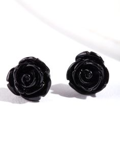 Description
Decorate your ears with our black rose stud  earrings.

Size: 10mm (L) x 10mm (W)
Weight: 1g (one earring) Kids Studs, Nose Piercings, Fashion Jewellery Online, Rose Stud Earrings, One Earring, Statement Fashion, Silver Eye, Bold Earrings, Opal Studs