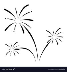 three fireworks on a white background