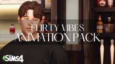 an animated avatar with the words flirty vibes animation pack