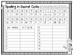 the spelling in secret code worksheet for children to learn how to spell letters