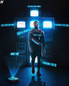 a basketball player is standing in front of some lights