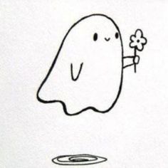 a drawing of a ghost holding a flower