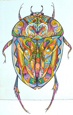 a drawing of a bug with many different colors