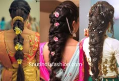 South Hairstyles Indian Weddings, Hairstyle For South Indian Wedding, Hairstyles Wedding South Indian, Engagement Hairdo South Indian, Reception Hairstyles Indian Saree, South Indian Wedding Hairstyles Braids, Reception Hairstyles Indian, Bridal Hairstyle For Reception, Fishtail Braids