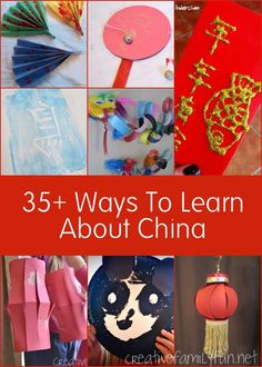 the cover of 35 ways to learn about china with pictures of paper lanterns and other crafts