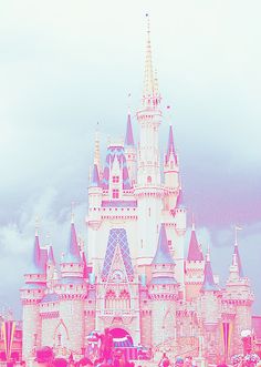 the castle is pink and blue in color