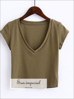 Sun-Imperial Material:Spandex Material:COTTON Item Type:Tops Tops Type:Tees Sleeve Length(cm):Short Sleeve Style:REGULAR Fabric Type:JERSEY Pattern Type:Solid sun-imperialWMCDD8012 Gender:WOMEN Clothing Length:Short Decoration:NONE Style:Casual Collar:V-Neck See size chart : https://sun-imperial.com/pages/size-chartSizing advice :Most items run small ( discluding swimsuits and shoes) - If you are not sure which size will work best for you - You can email us via info.sunimperial@gmail.com and pro Khaki V-neck Top For Spring, Khaki V-neck Top For Summer, Khaki Cotton V-neck Top, Summer Khaki Solid Color Tops, Fitted Khaki Short Sleeve Top, Khaki Solid Color Top For Spring, Summer Khaki Crew Neck Tops, Basic Khaki T-shirt For Summer, Casual Olive Top For Spring