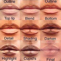 Contoured lips Makeup Bibir, Teknik Makeup, Contouring Techniques, Kylie Jenner Lips, Lip Tutorial, Mode Tips, Makeup Lips, Lip Contouring