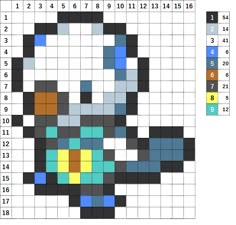 a cross stitch pattern with numbers and squares in the middle, including an image of a face