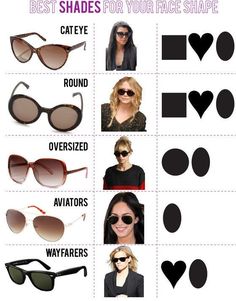 Figure out what glasses work best for your face shape. 41 Insanely Helpful Style Charts Every Woman Needs Right Now Sunglasses For Your Face Shape, Image Consulting, Ray Ban Sunglasses Sale, Cool Winter, نظارات شمسية, Fashion Glasses, Sunglasses Online, Pretty Shoes