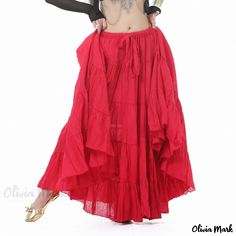 Olivia Mark - Belly Dance Tribal Skirt with Full Swing for Belly Dancing Belly Dance Festival Skirt, Halloween Costumes Couples Disney, Belly Dance Skirt, Boho Festival Fashion, Costumes Couples, New Dance, Dance Tops, Red Boho, Pleated Maxi Skirt