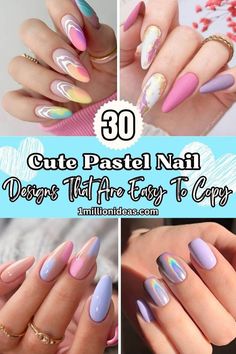 Pastel Color Nails, Texas Spring, Gel Polish Nail Designs, Pastel Nail Art, Dip Manicure, Simple Spring Nails, April Nails, Pastel Nails Designs, Pastel Nail