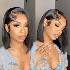 Closure Short Hairstyles, Quickweave Closure Bob, 5x5 Bob Wig, Bone Straight Bob Wig, 10 Inch Frontal Bob Wig Styles, Layered Bob Wig Black Women, Cute Long Wigs, Short Bone Straight Wig, Long Bob Lace Front Wig