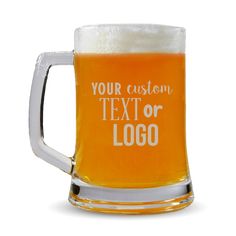 a beer mug that says your custom text or logo