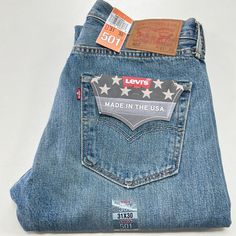 Made In Usa. Stonewash Medium Blue. 100% Cotton. Limited Edition With A Leather Tag Label. Dry Cleaning Recommended To Prevent Label Cracking. Leather Tag, Mens Straight Jeans, Levi’s 501, Levi Strauss & Co, Levis Men, Levi's Jeans, Levis Jeans, Medium Blue, Mens Jeans