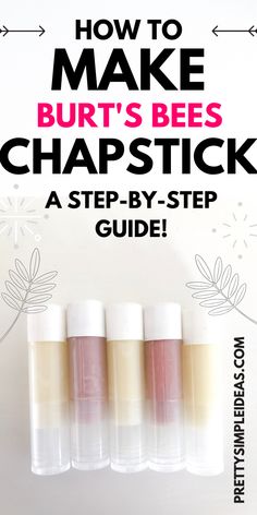 Diy Burts Bees Chapstick, Beeswax Chapstick Recipe, Making Chapstick Diy, How To Make Chapstick Diy, Chap Stick Recipe, How To Make Homemade Chapstick, Chapstick Recipe Homemade, Chapstick Diy Recipes, Beeswax Chapstick Diy