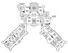 the floor plan for an office building with multiple floors and several rooms, including two dining areas