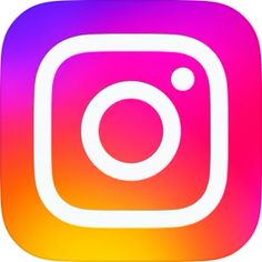 the instagram logo is shown in purple and pink, with an orange circle on top