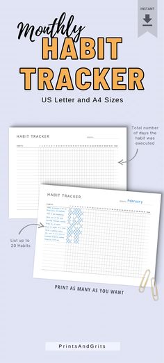 Monthly Habit Tracker Printable | A4, Letter Habit Tracker Landscape | Habit Tracker Template | Routine Tracker | Progress Tracker | Printable PDF | Instant Download | Build good habits and get rid of bad ones. Stay consistent and track your progress using this monthly habit tracker. You may count the number of days you won. The design is made simple and minimal for the printable to be ink-friendly and to maximize functionality. Features: 2 Sizes, High Resolution (300 dpi), Unlimited prints Progress Tracker Printable, Monthly Habit Tracker Printable, Build Good Habits, Routine Tracker, Monthly Tracker, Progress Tracker, Habit Tracker Printable