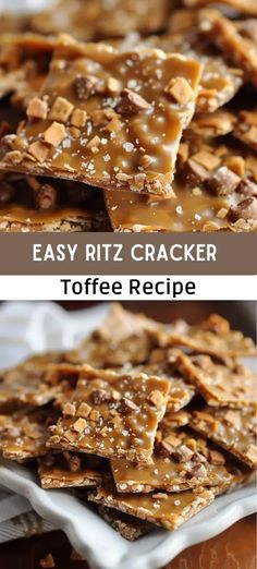 homemade toffee cracker recipe on a white plate