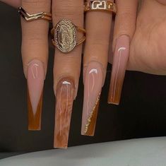 Brown Acrylic Nails, Unghie Sfumate, Long Acrylic Nail Designs, Ombre Acrylic Nails, Nagel Tips, Glow Nails, Fall Acrylic Nails, Long Acrylic Nails Coffin, Blue Nail