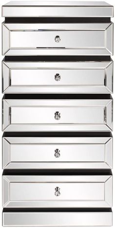 a silver chest of drawers with four drawers