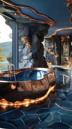 a luxurious bathroom with a large jacuzzi tub