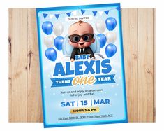 Baby Boss Birthday Invitation, Boss Baby Invitation, Baby Boss Birthday, Invitation 1st Birthday, Easy App, Boss Birthday, Baby Boss, Easy Apps, Canva App