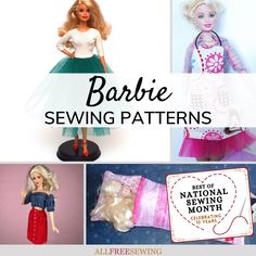 barbie sewing patterns and instructions for doll clothes, dresses, skirts, shoes and accessories