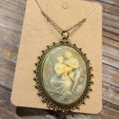 Vintage Repurposed On To New Bronze Backing 20 Inch Bronze Chain Green Cabochon Cameo Diy Cameo Jewelry, Vintage Cameo Jewelry, Ballerina Necklace, Jewel Earrings, Flower Statement Necklace, Pearl Drop Necklace, Vintage Repurposed, Fairy Artwork, Brown Necklace