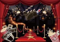 Movie Night Party Backdrop - Gatsby Backdrop Hollywood Party Backdrop, Red Carpet Party Decorations, Banner Photobooth, Popcorn Theme, Red Carpet Theme, Popcorn Movie, Movie Night Theme, Hollywood Photography, Hollywood Party Theme