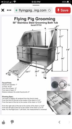 an appliance showing the measurements for flying pig grooming and how to use it