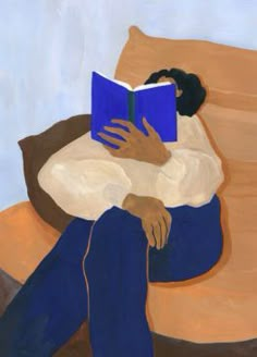 a painting of a person reading a book