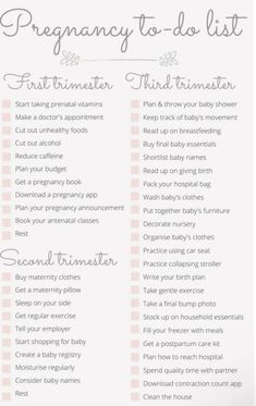 a baby shower checklist with the words, pregnant to do list